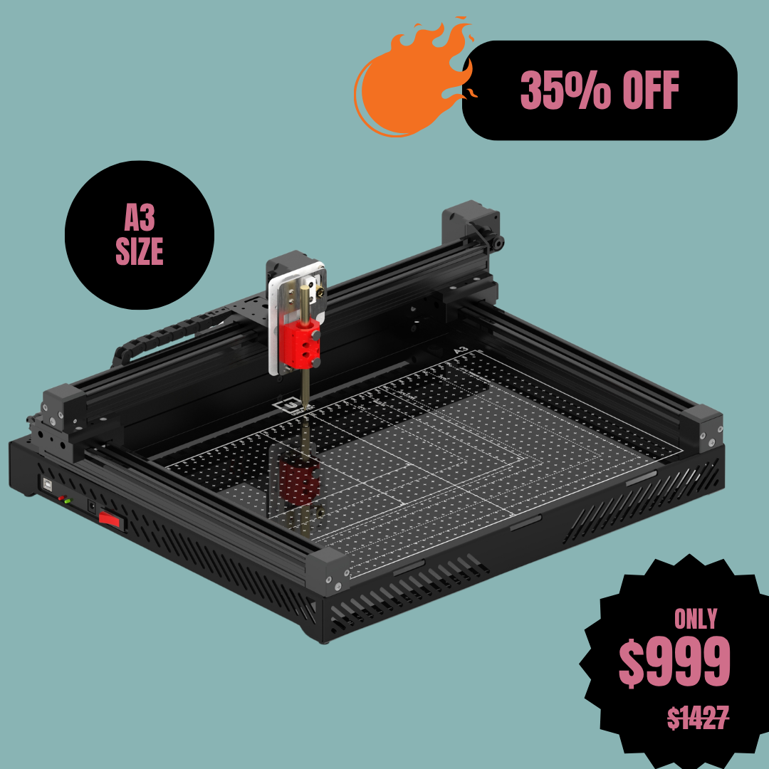 UUNA TEK 3.0 A3 Plotter de Caneta Premium Tudo-em-Um Pré-montado Robot Desenhador com WiFi & Cartão SD – Compacto, Mais Silencioso, Mais Rápido, Mais Preciso